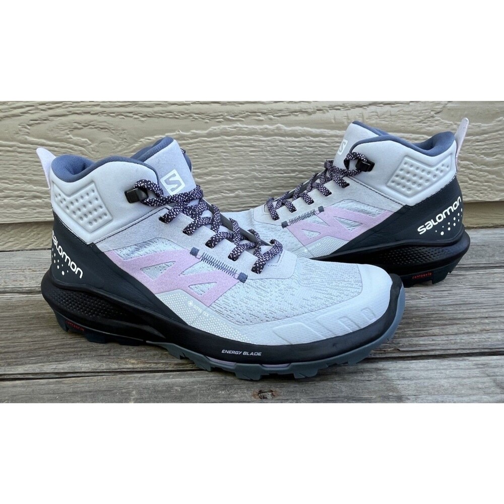 Salomon Outpulse Mid GTX Womens 8 Hiking Boots Arctic Ice/India Ink/Orchid Bloom
